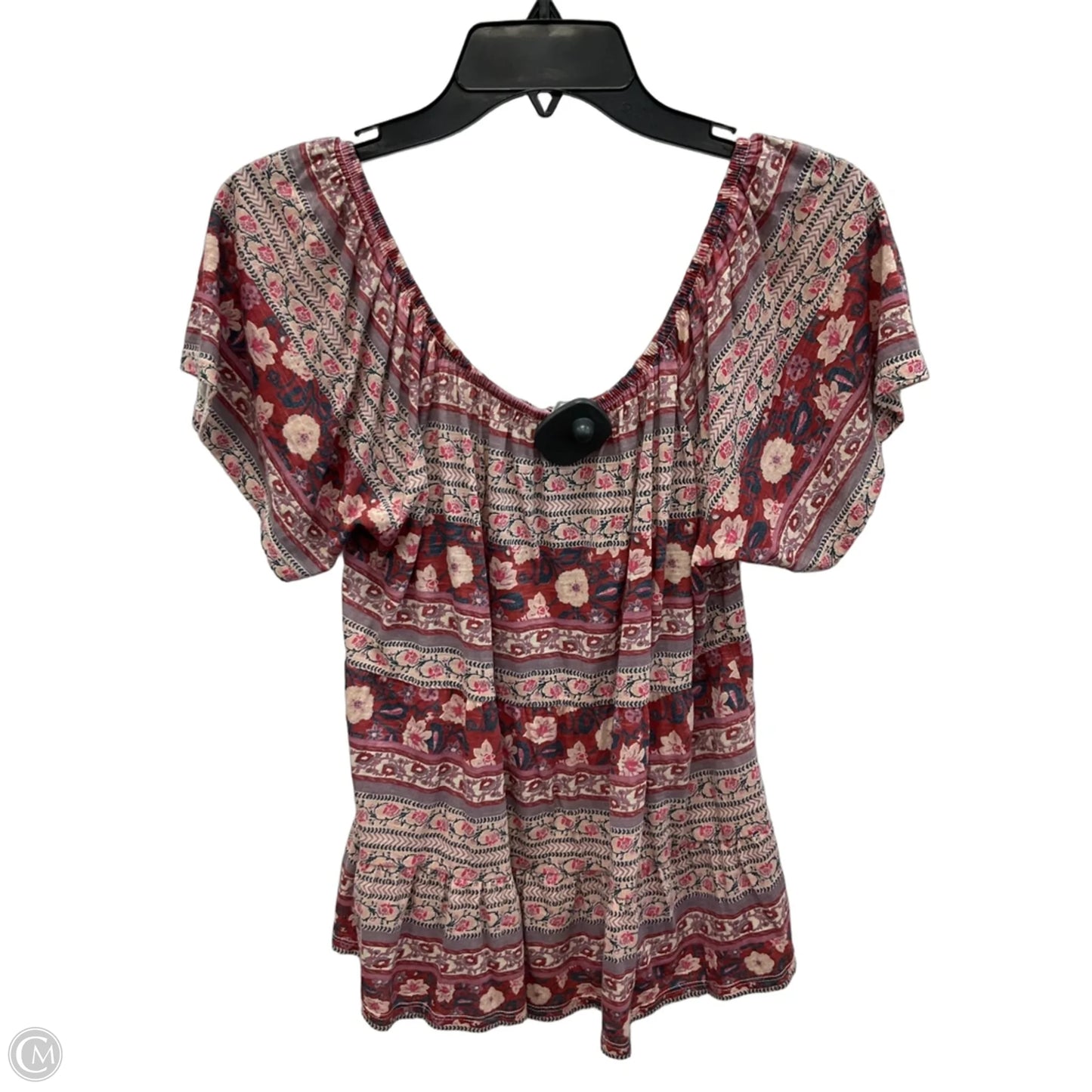 Top Short Sleeve By Lucky Brand In Floral Print, Size: M