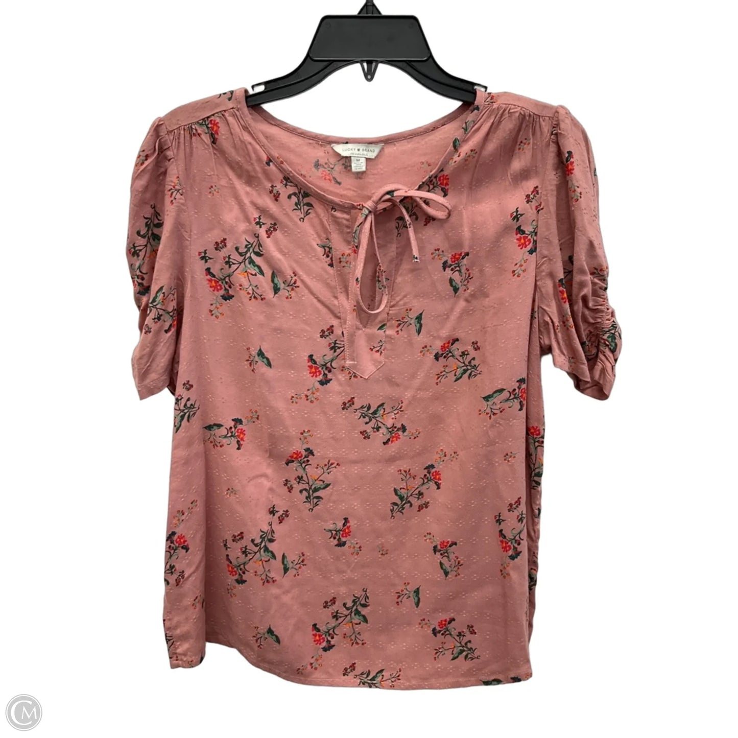Top Short Sleeve By Lucky Brand In Floral Print, Size: M