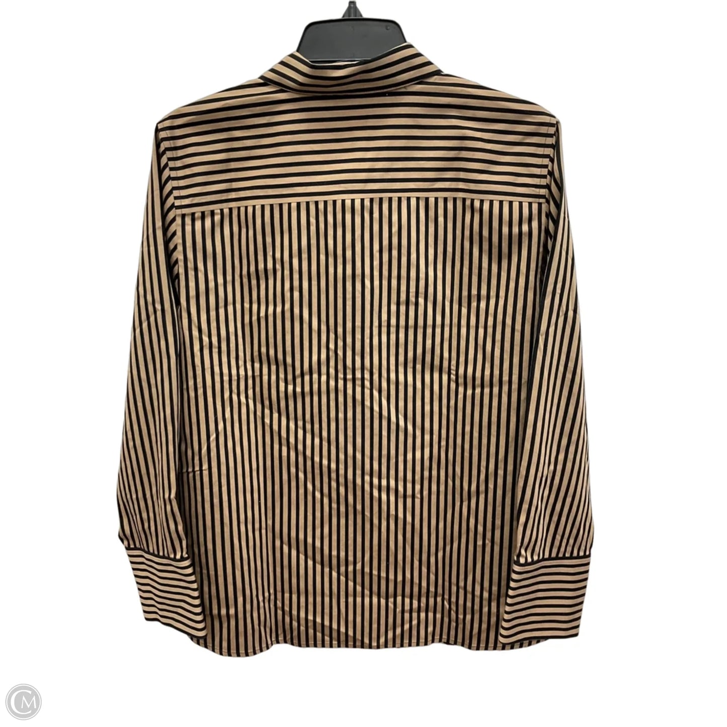 Blouse Long Sleeve By Chicos In Striped Pattern, Size: L