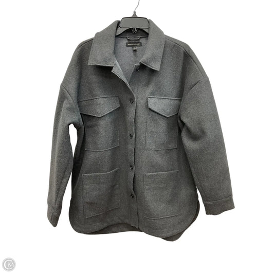 Jacket Shirt By Banana Republic In Grey, Size: L