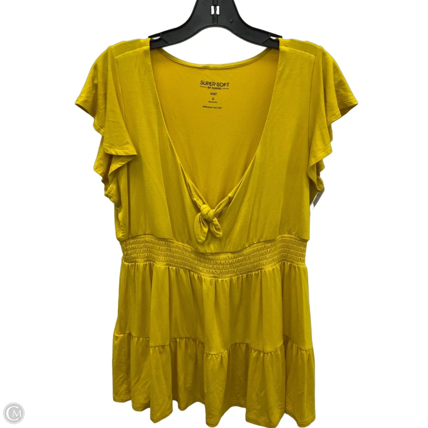 Top Short Sleeve By Torrid In Yellow, Size: L