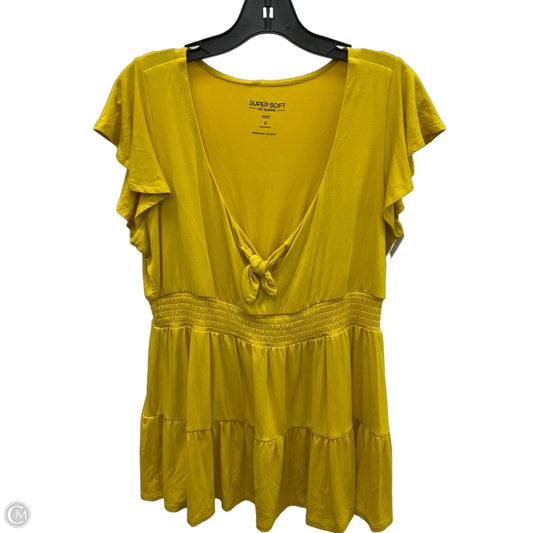 Top Short Sleeve By Torrid In Yellow, Size: L