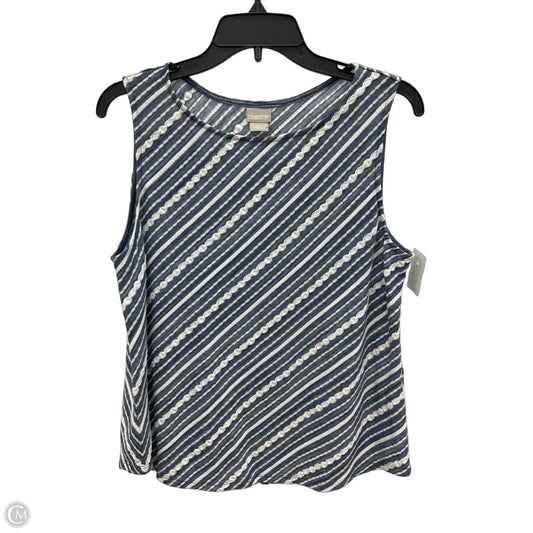 Top Sleeveless By Chicos In Blue & White, Size: Lp