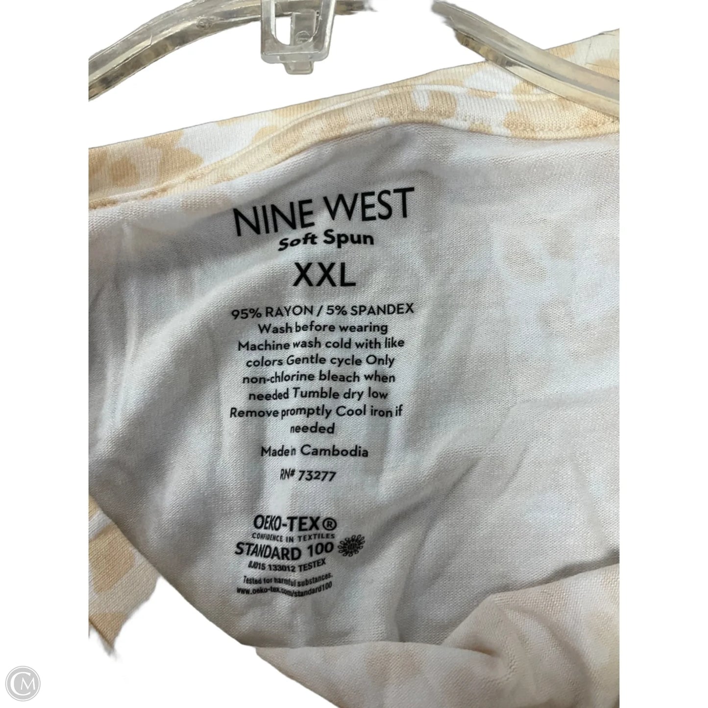 Top Short Sleeve By Nine West In Floral Print, Size: Xxl