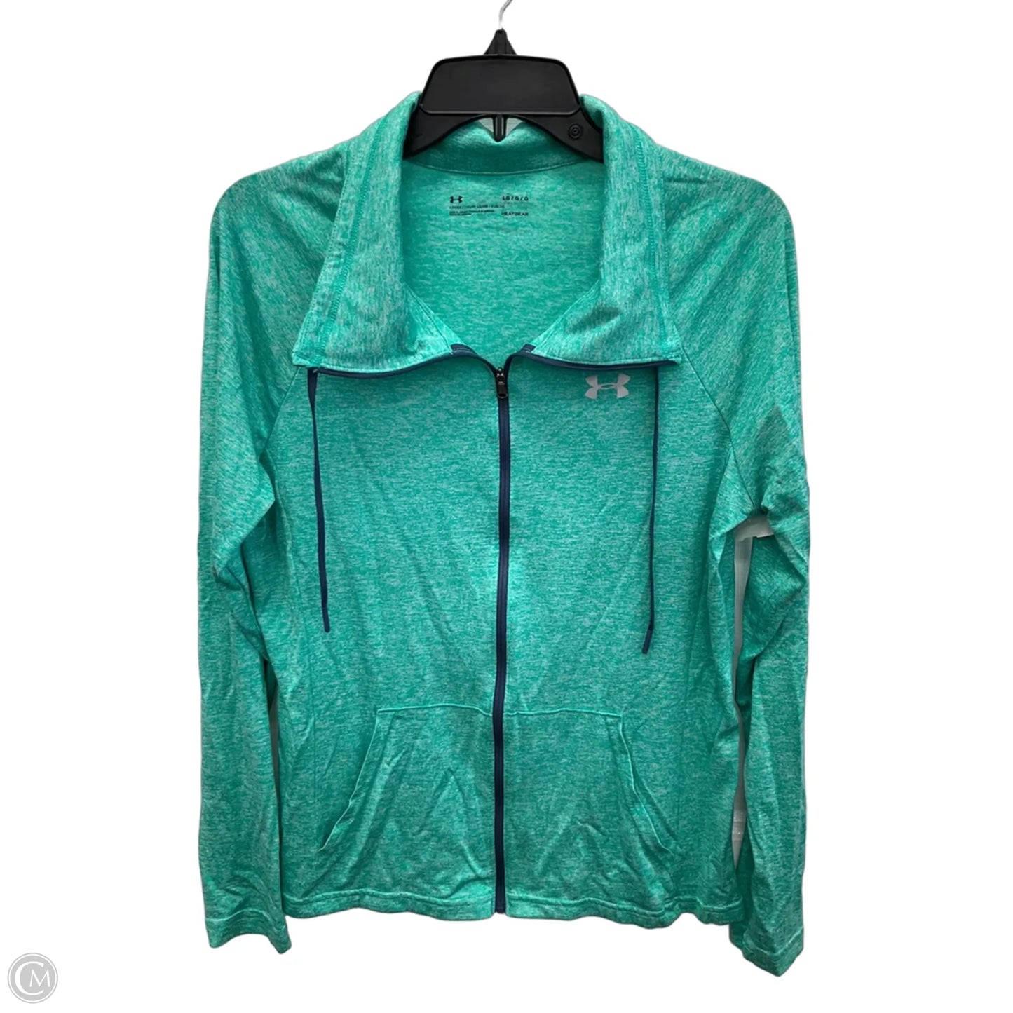 Athletic Top Long Sleeve Collar By Under Armour In Green, Size: L