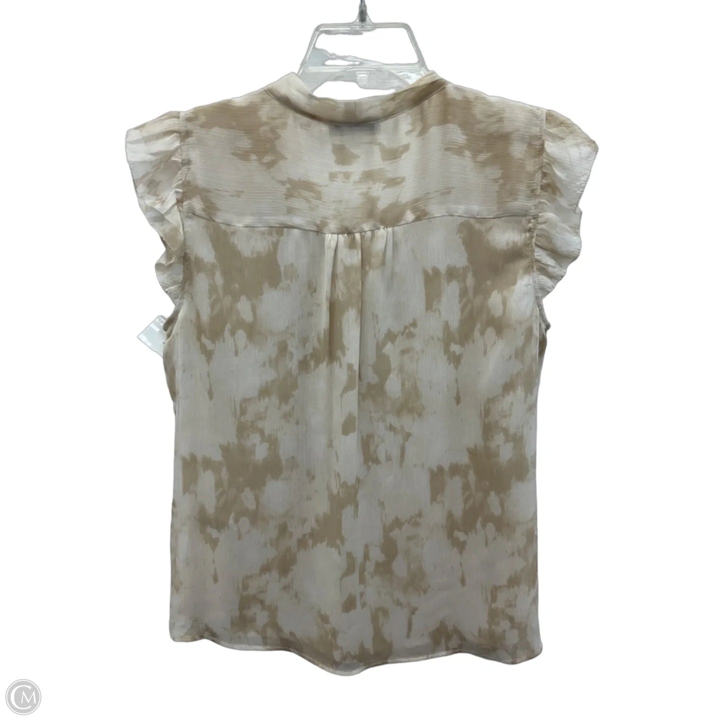 Top Short Sleeve By Calvin Klein In Tan & White, Size: M