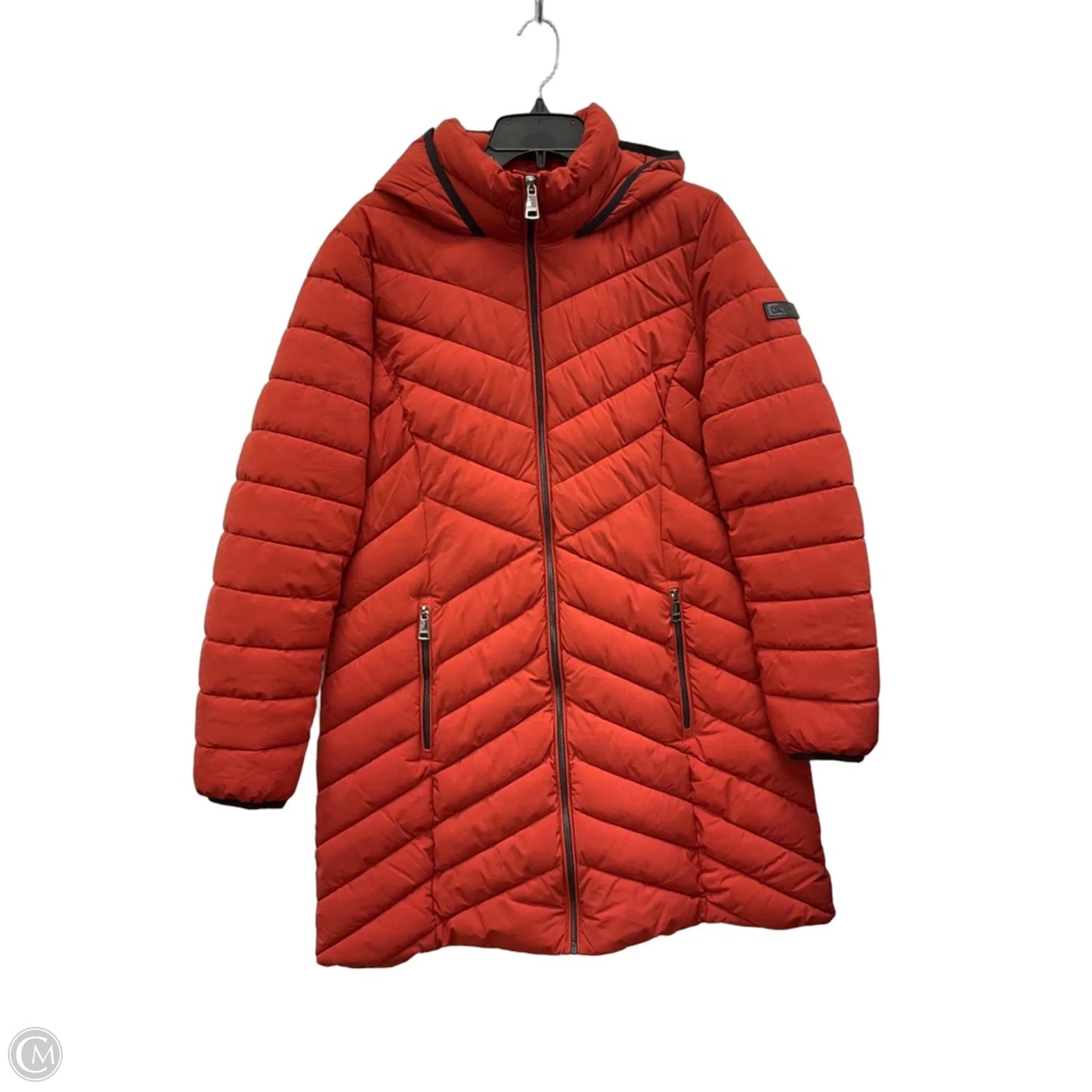 Coat Puffer & Quilted By Dkny In Orange, Size: L