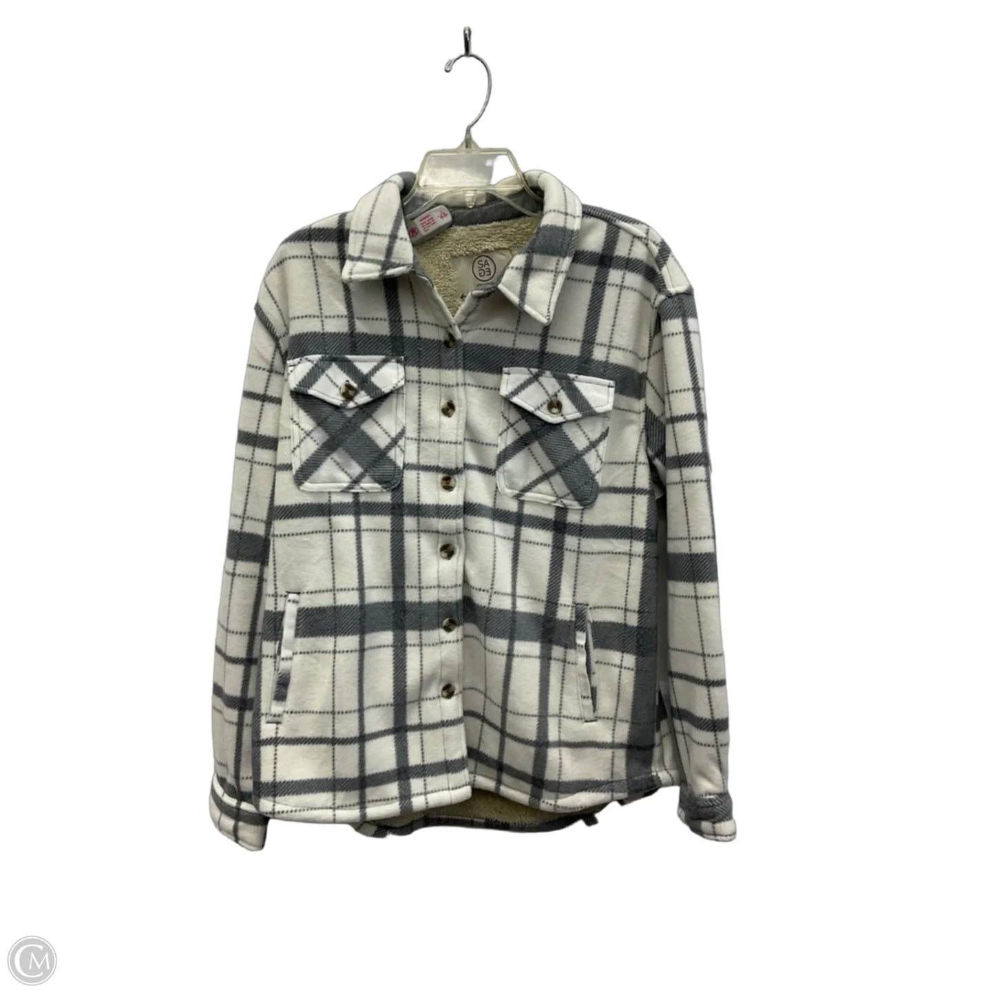 Jacket Shirt By Sage In Plaid Pattern, Size: M