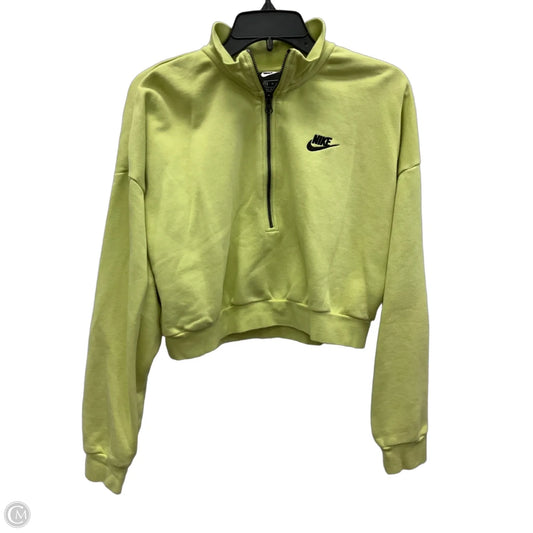 Athletic Top Long Sleeve Collar By Nike In Green, Size: M