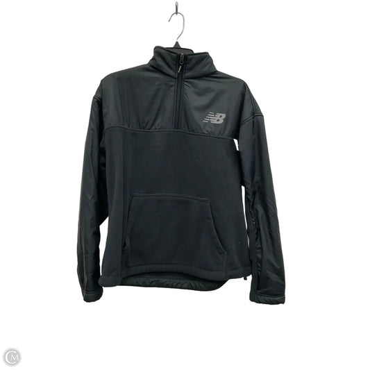 Athletic Top Long Sleeve Collar By New Balance In Black, Size: L