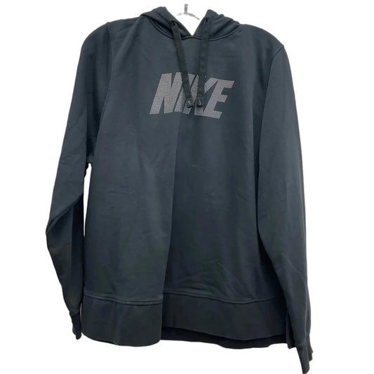 Athletic Top Long Sleeve Hoodie By Nike In Black, Size: L