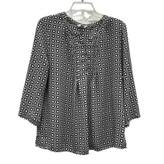 Top 3/4 Sleeve By Croft And Barrow In Black & White, Size: Xl
