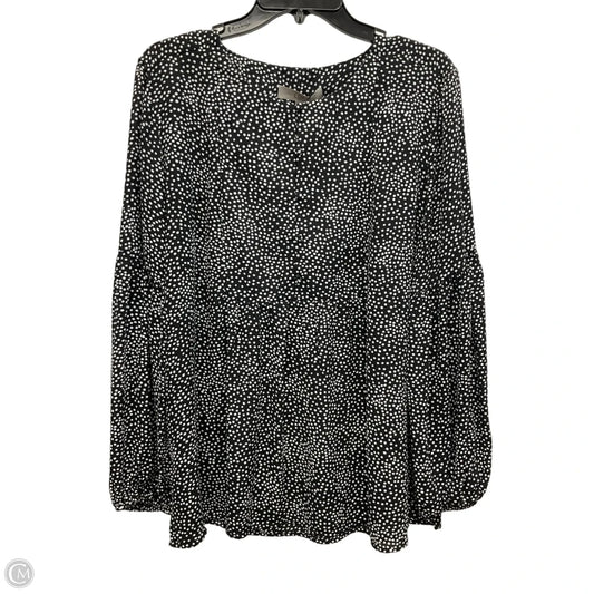 Top Long Sleeve By Loft In Black & White, Size: L