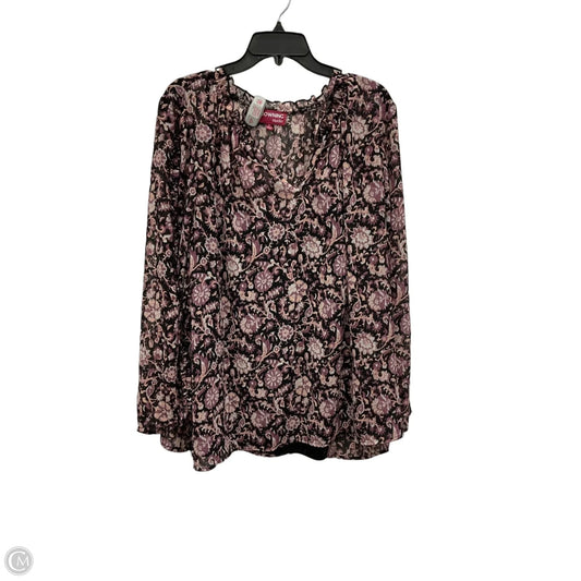 Top Long Sleeve By Cmf In Black & Purple, Size: 3x
