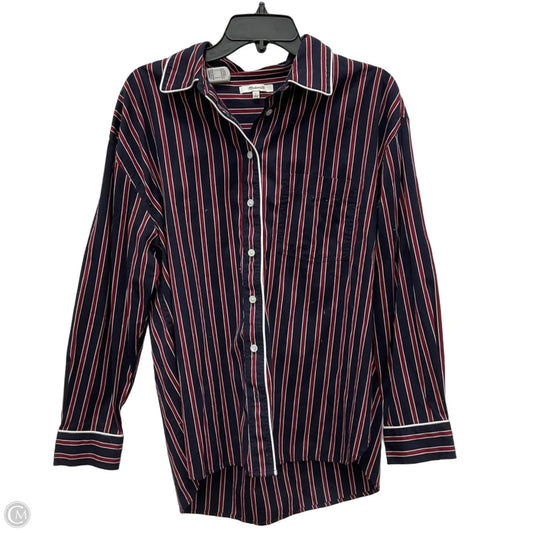 Blouse Long Sleeve By Madewell In Striped Pattern, Size: L