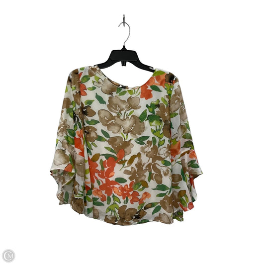 Top Long Sleeve By Kasper In Floral Print, Size: L