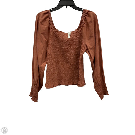 Top Long Sleeve By Madewell In Orange, Size: M