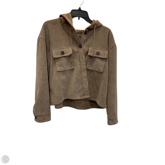 Jacket Shirt By Ci Sono In Brown, Size: S
