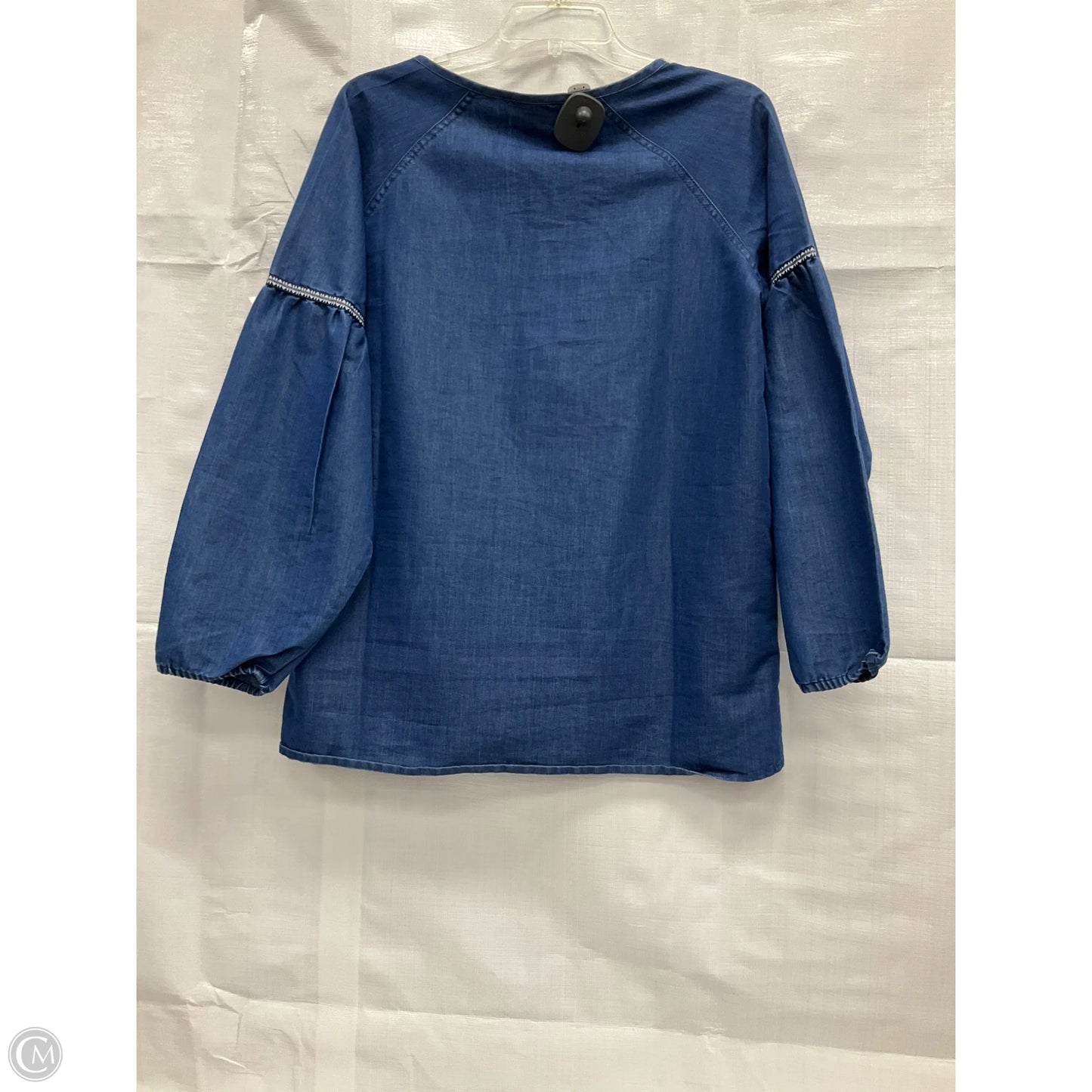 Top Long Sleeve By August Silk In Blue, Size: L