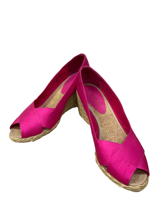 Pink Sandals Heels Wedge Lauren By Ralph Lauren, Size 8