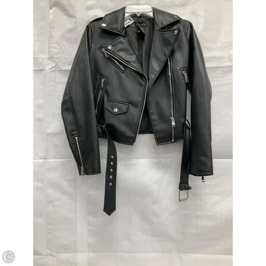 Jacket Moto Leather By Zara In Black, Size: S