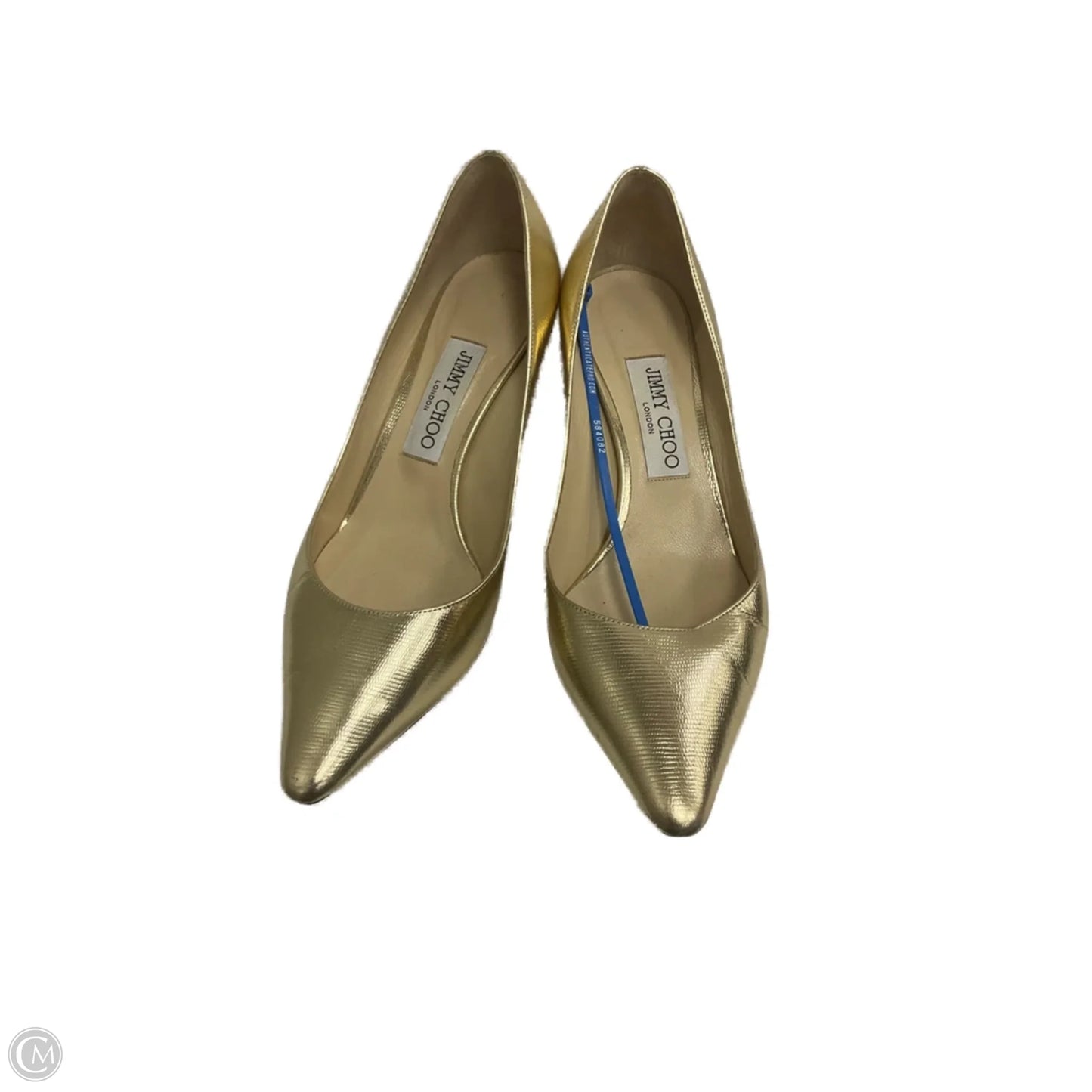 Shoes Luxury Designer By Jimmy Choo In Gold, Size: 7.5