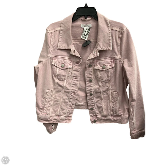 Jacket Denim By Loft In Pink Denim, Size: Xl