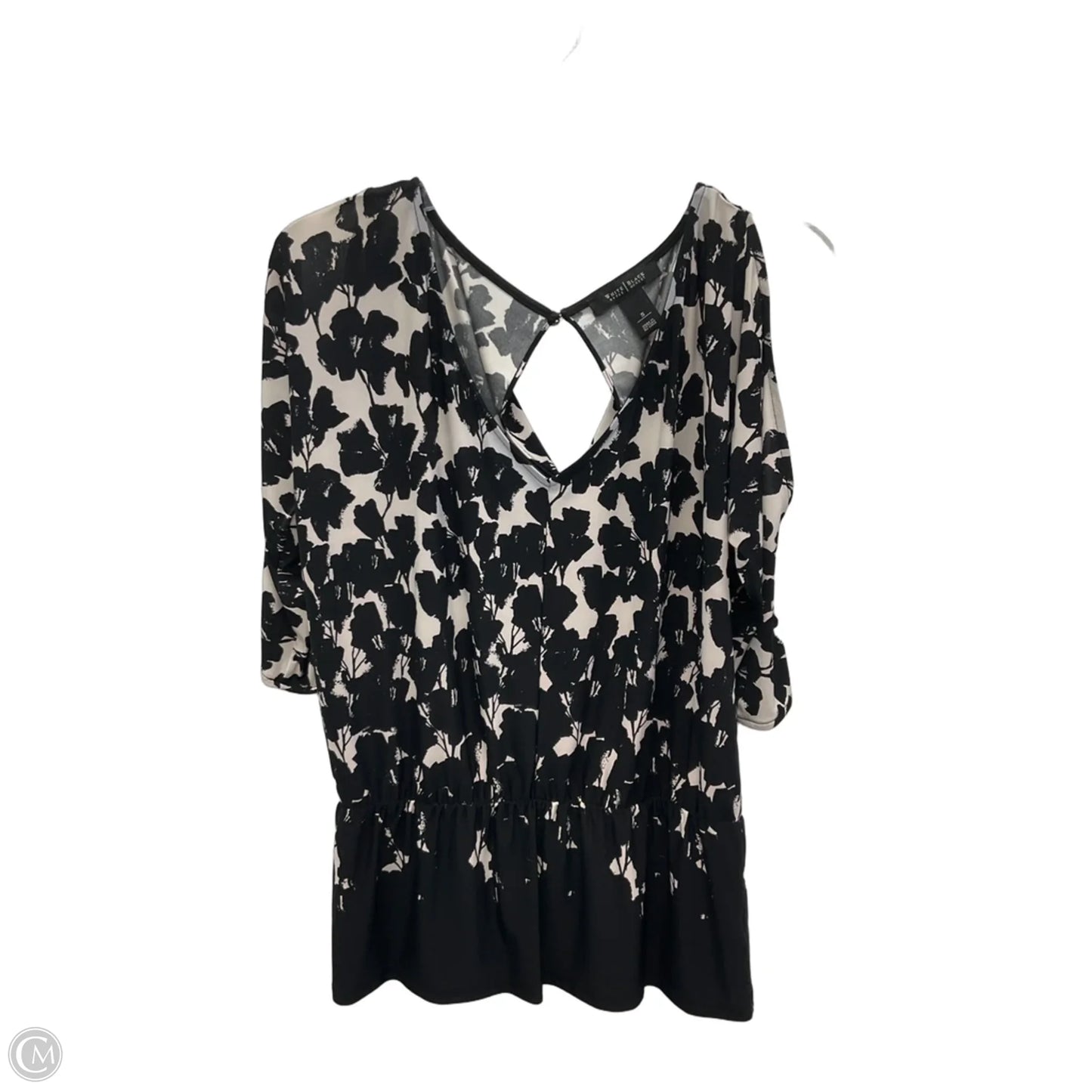 Top 3/4 Sleeve By White House Black Market In Black & White, Size: S