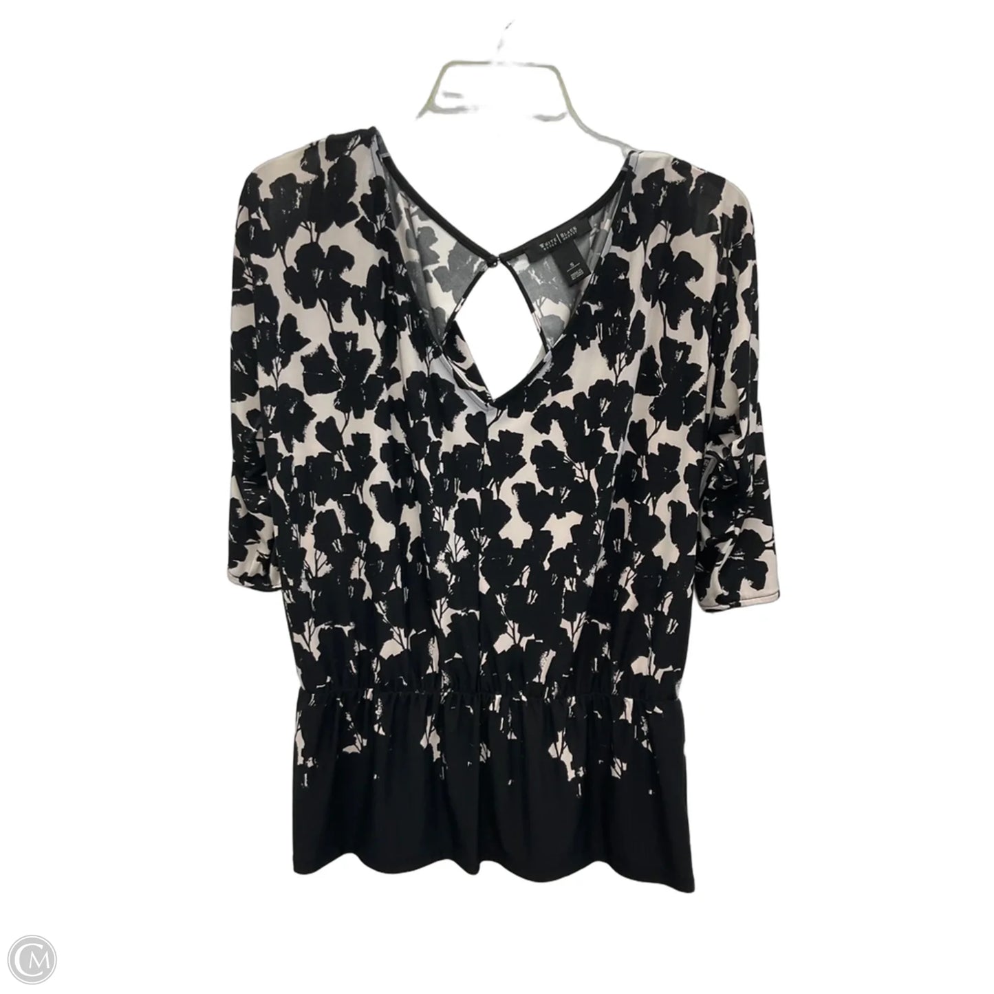 Top 3/4 Sleeve By White House Black Market In Black & White, Size: S