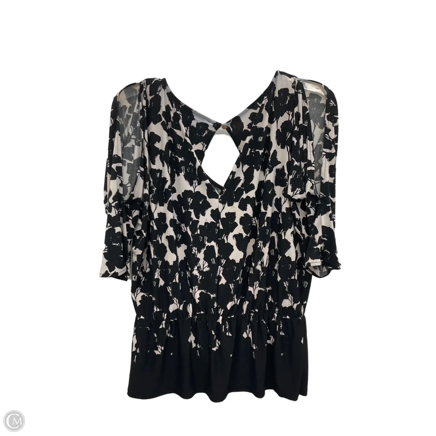 Top 3/4 Sleeve By White House Black Market In Black & White, Size: S