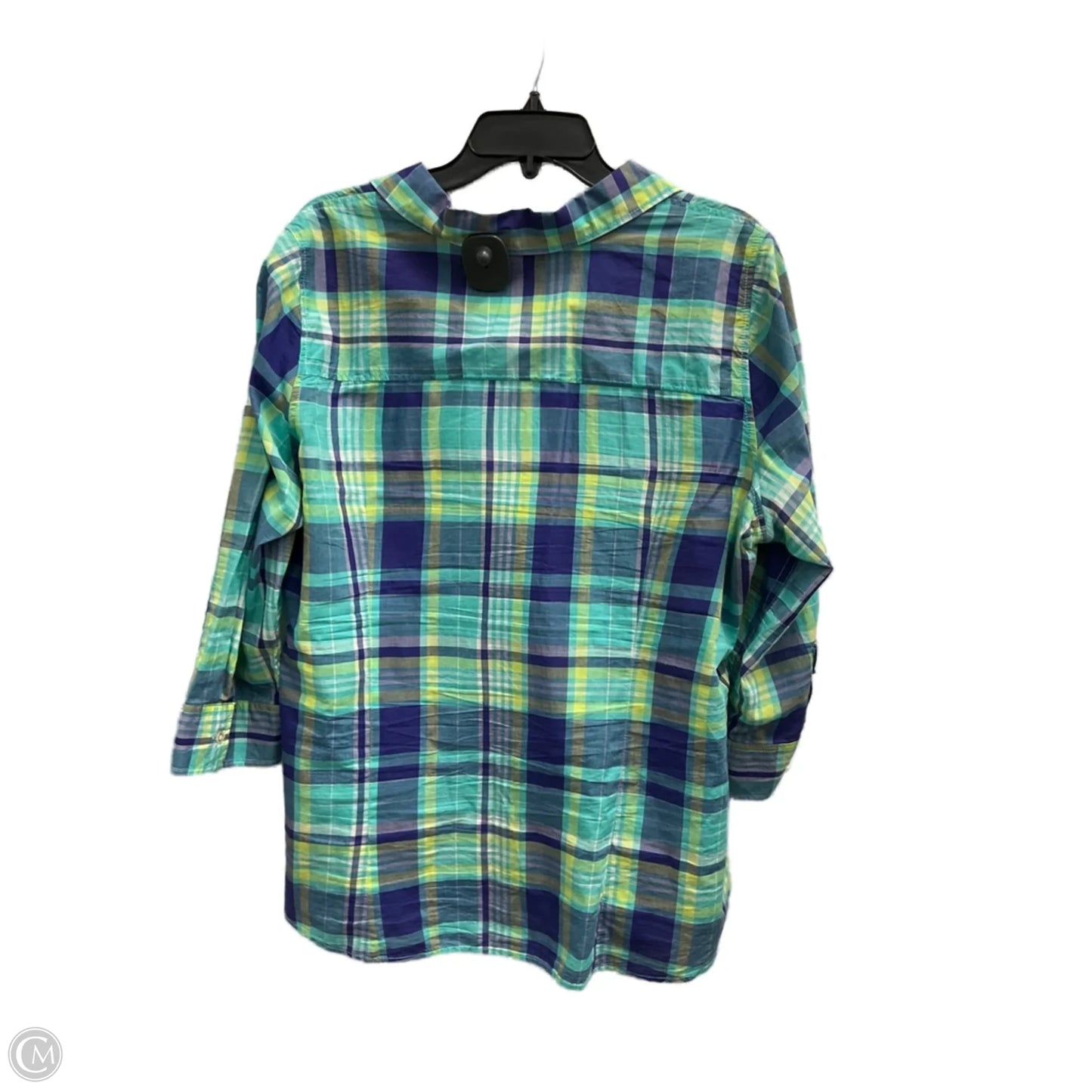 Blouse Long Sleeve By Jcp In Plaid Pattern, Size: 1x