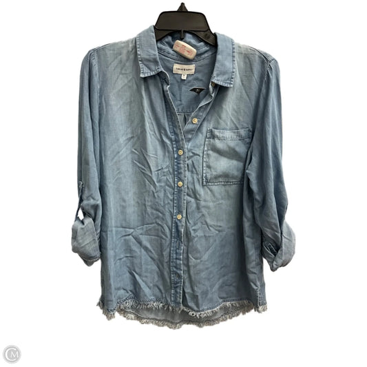 Blouse 3/4 Sleeve By Thread And Supply In Blue Denim, Size: M