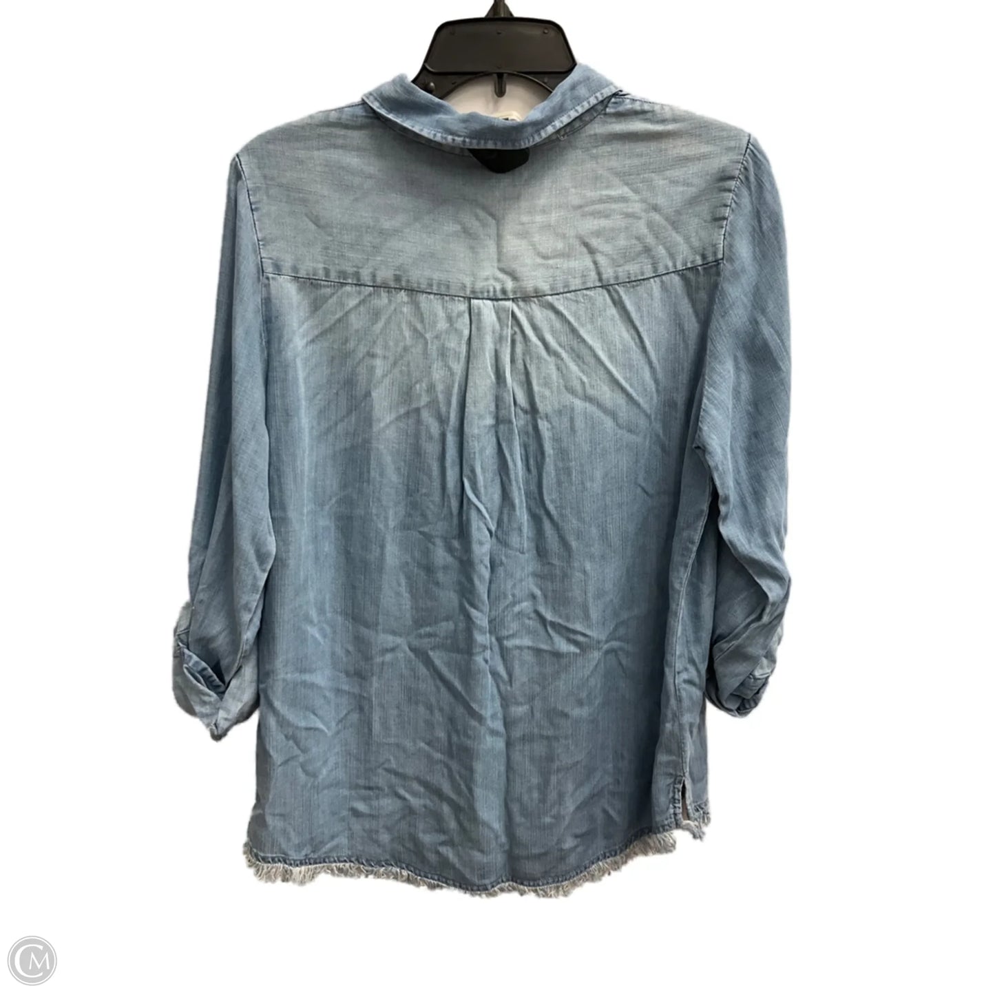 Blouse 3/4 Sleeve By Thread And Supply In Blue Denim, Size: M