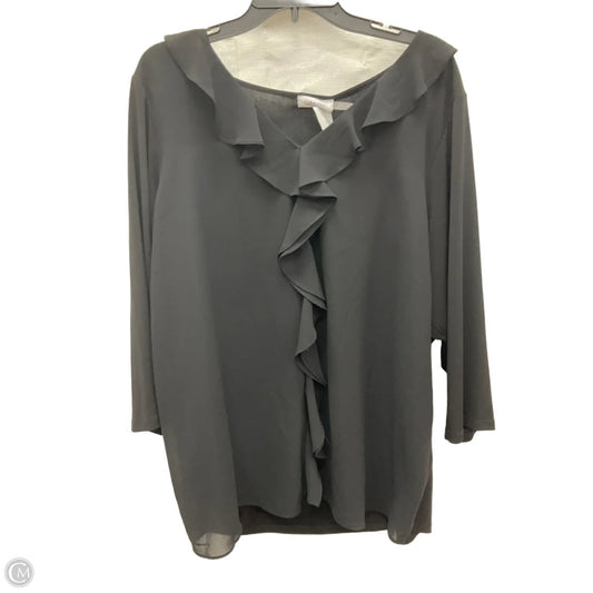 Top 3/4 Sleeve By Calvin Klein In Black, Size: 2x