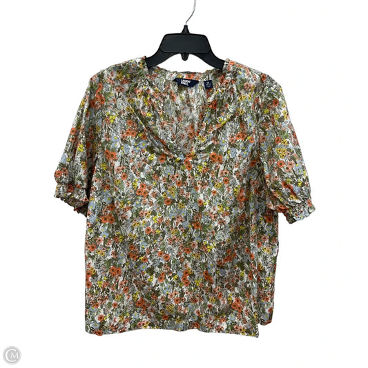 Top Short Sleeve By Lands End In Floral Print, Size: 1x