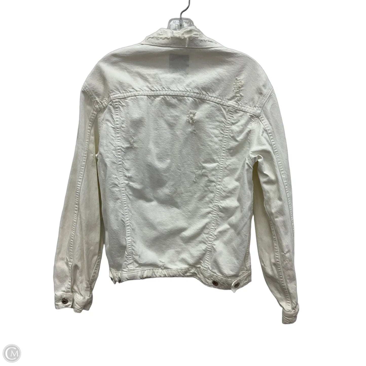 Jacket Denim By Zara In White Denim, Size: S