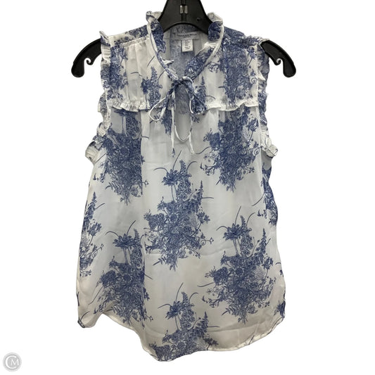 Top Sleeveless By Carolina Belle In Blue & White, Size: S