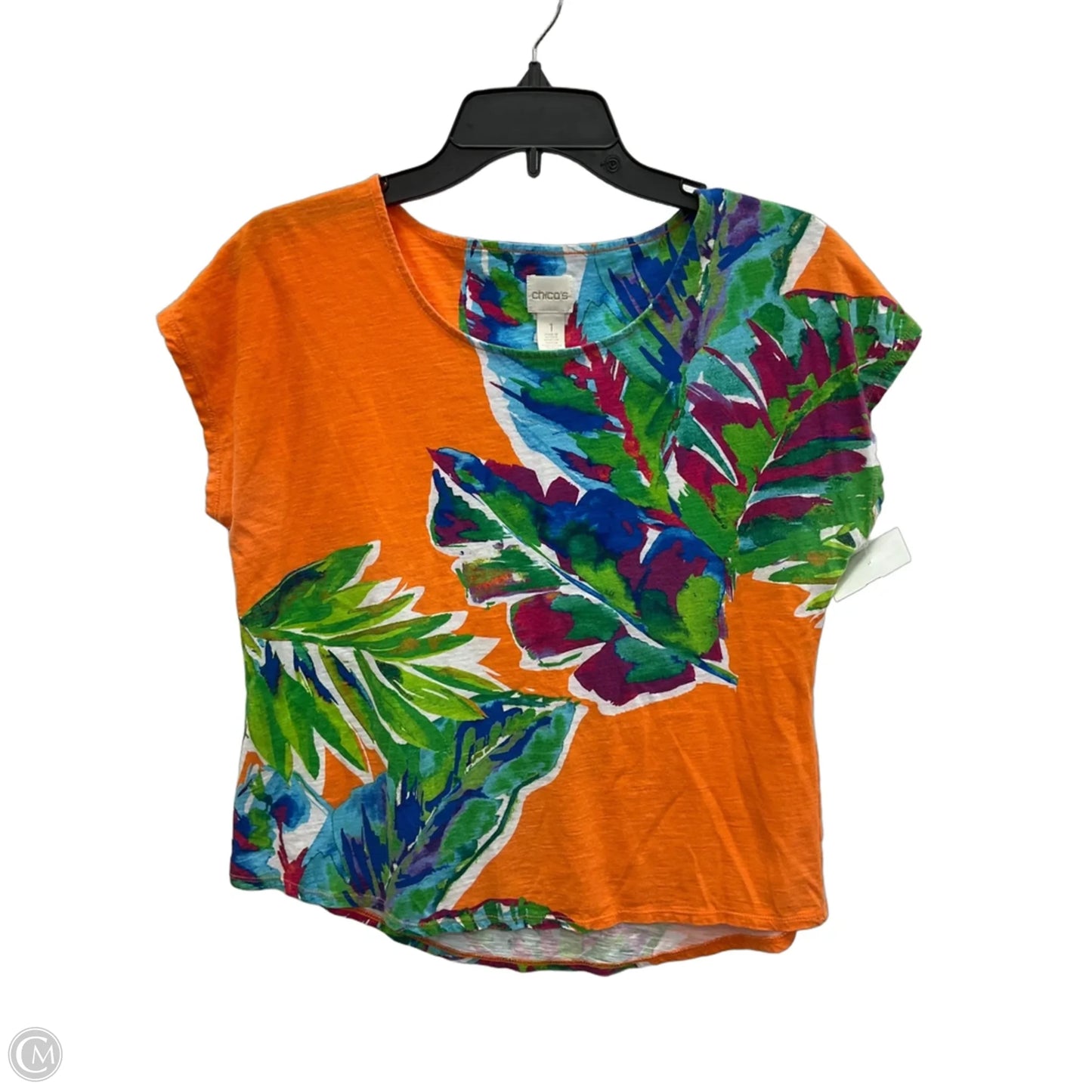 Top Short Sleeve By Chicos In Orange, Size: M