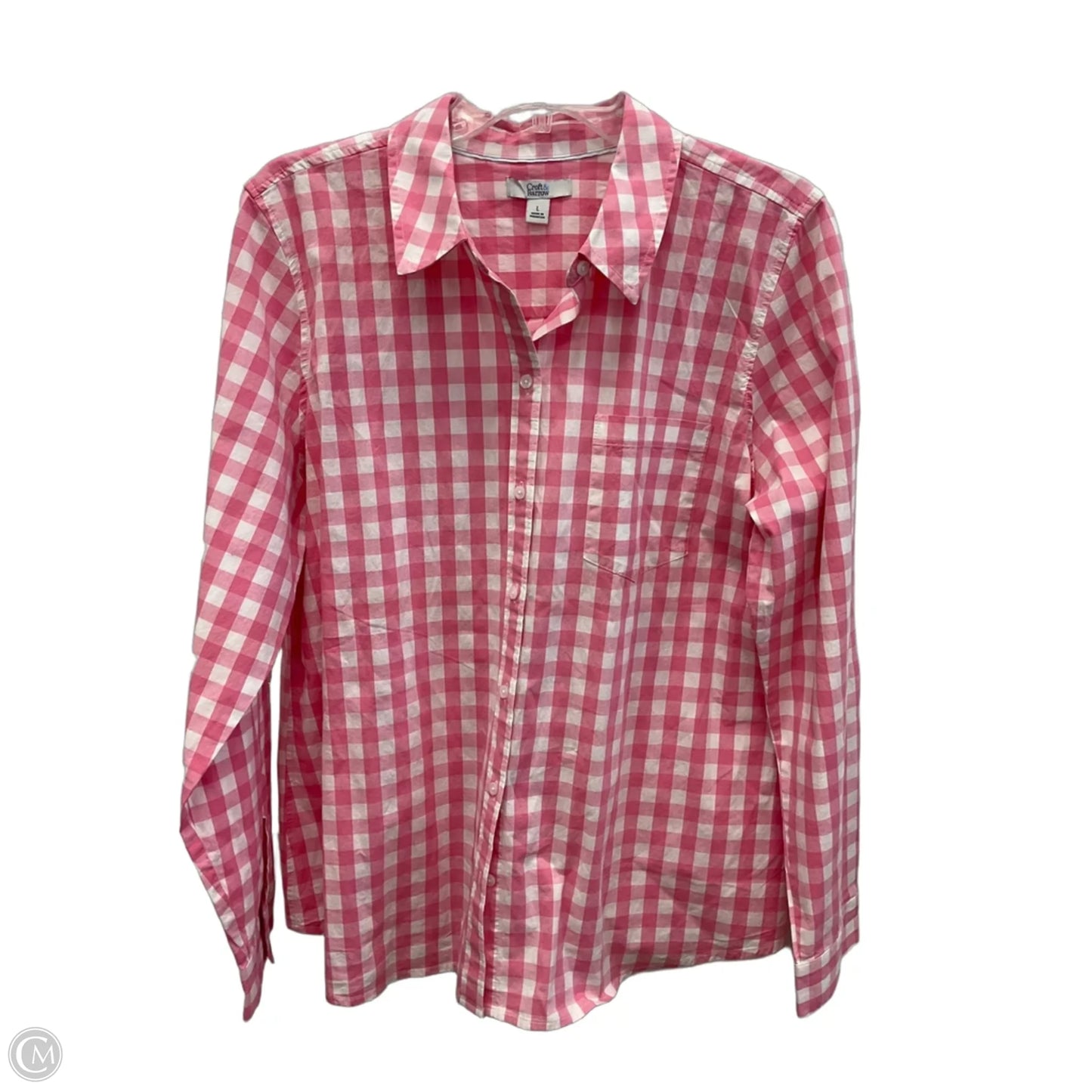 Blouse Long Sleeve By Croft And Barrow In Plaid Pattern, Size: L