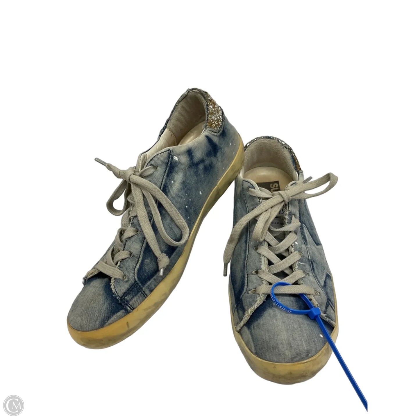 Shoes Luxury Designer By Golden Goose In Blue Denim, Size: 7.5