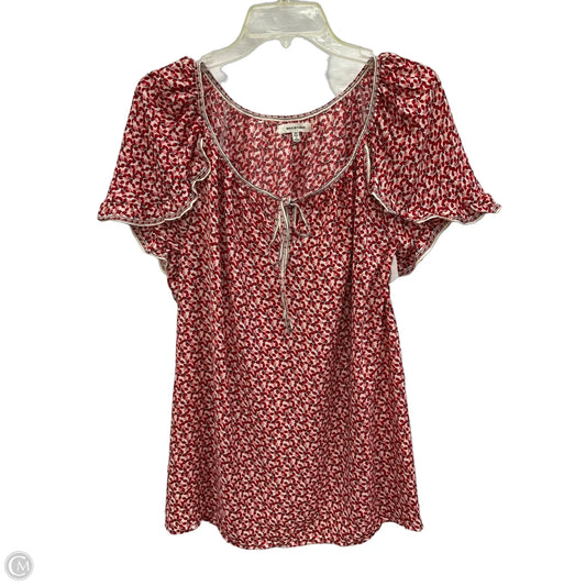 Top Short Sleeve By Max Studio In Red & White, Size: 2x