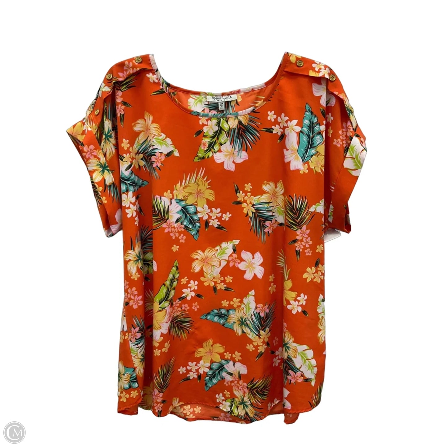Top Short Sleeve By Clothes Mentor In Tropical Print, Size: 2x