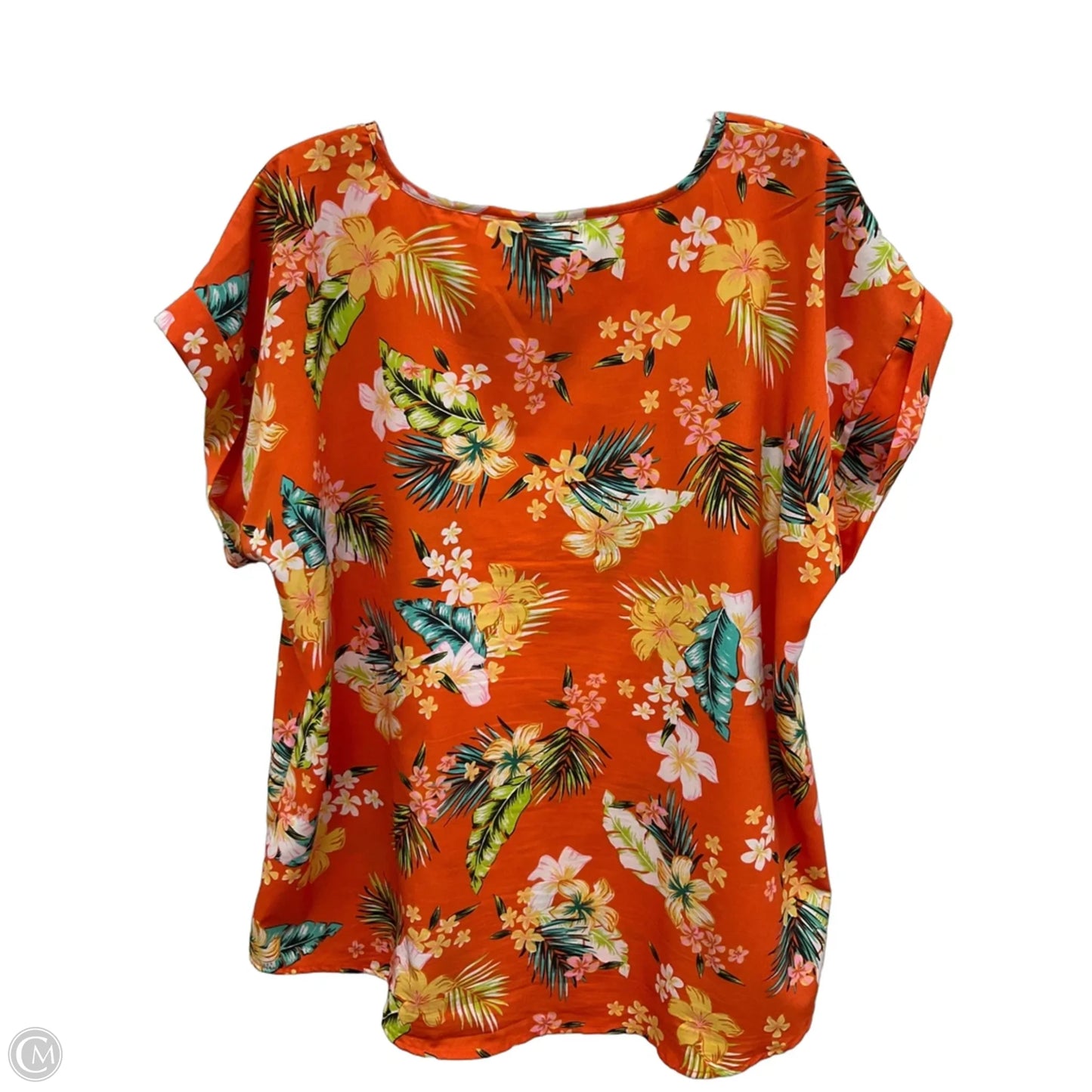 Top Short Sleeve By Clothes Mentor In Tropical Print, Size: 2x