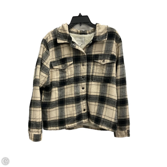 Jacket Faux Fur & Sherpa By Lucky Brand In Plaid Pattern, Size: L