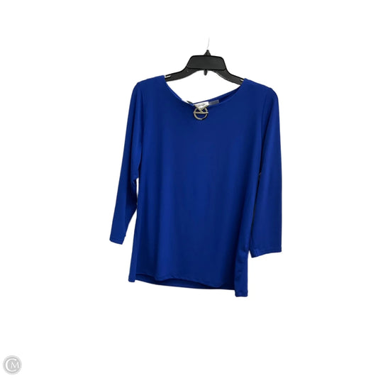 Top 3/4 Sleeve By Calvin Klein In Blue, Size: L