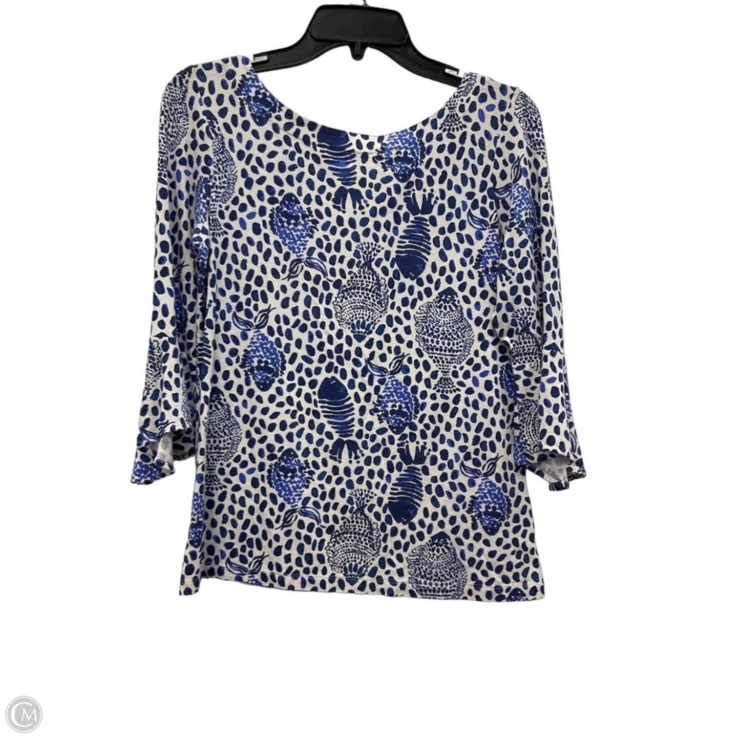 Top 3/4 Sleeve Designer By Lilly Pulitzer In Blue & White, Size: Xs