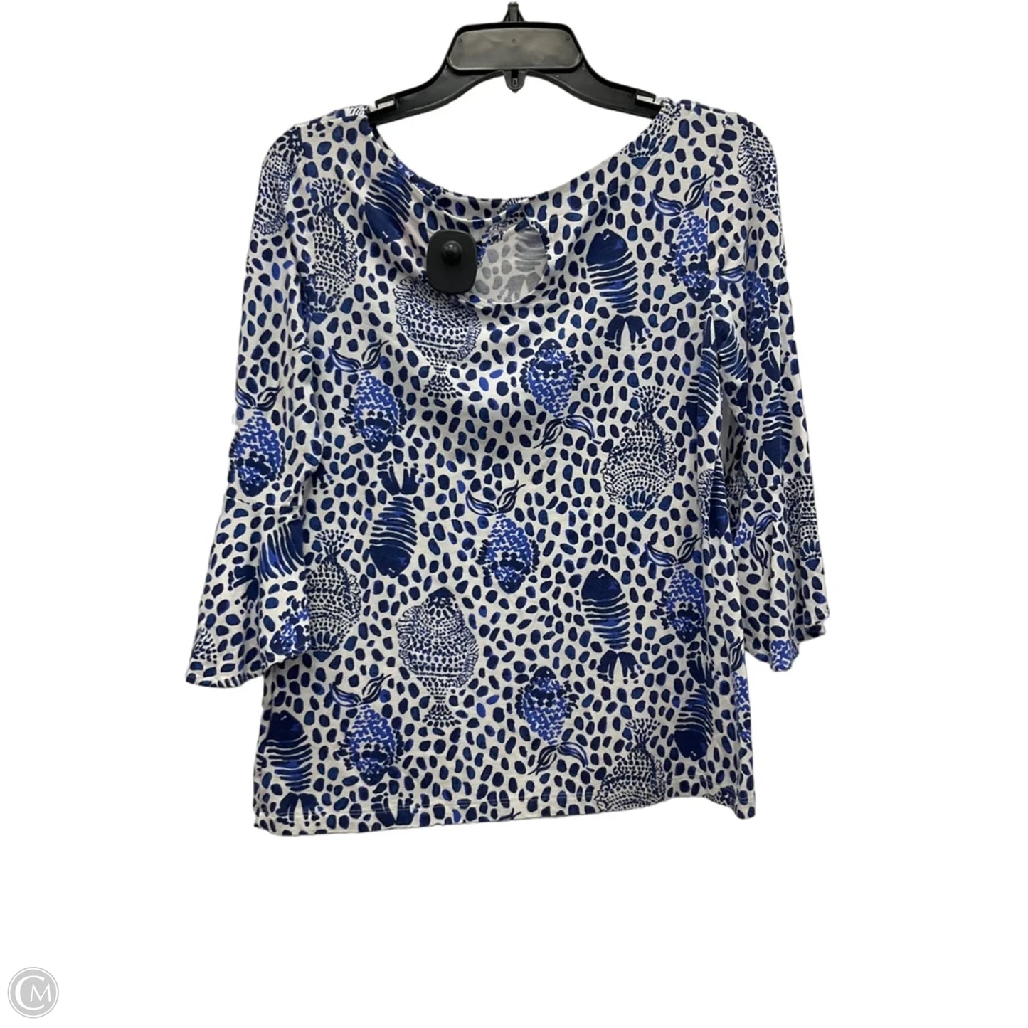 Top 3/4 Sleeve Designer By Lilly Pulitzer In Blue & White, Size: Xs