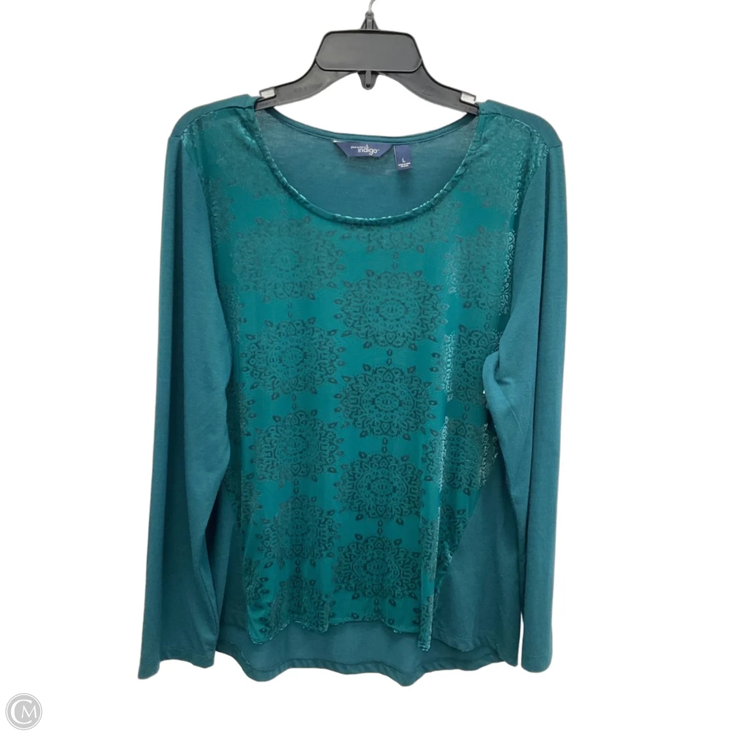 Top Long Sleeve By Indigo In Green, Size: L