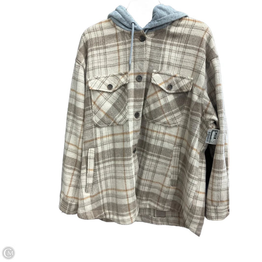 Jacket Shirt By Ashley In Brown, Size: Xl