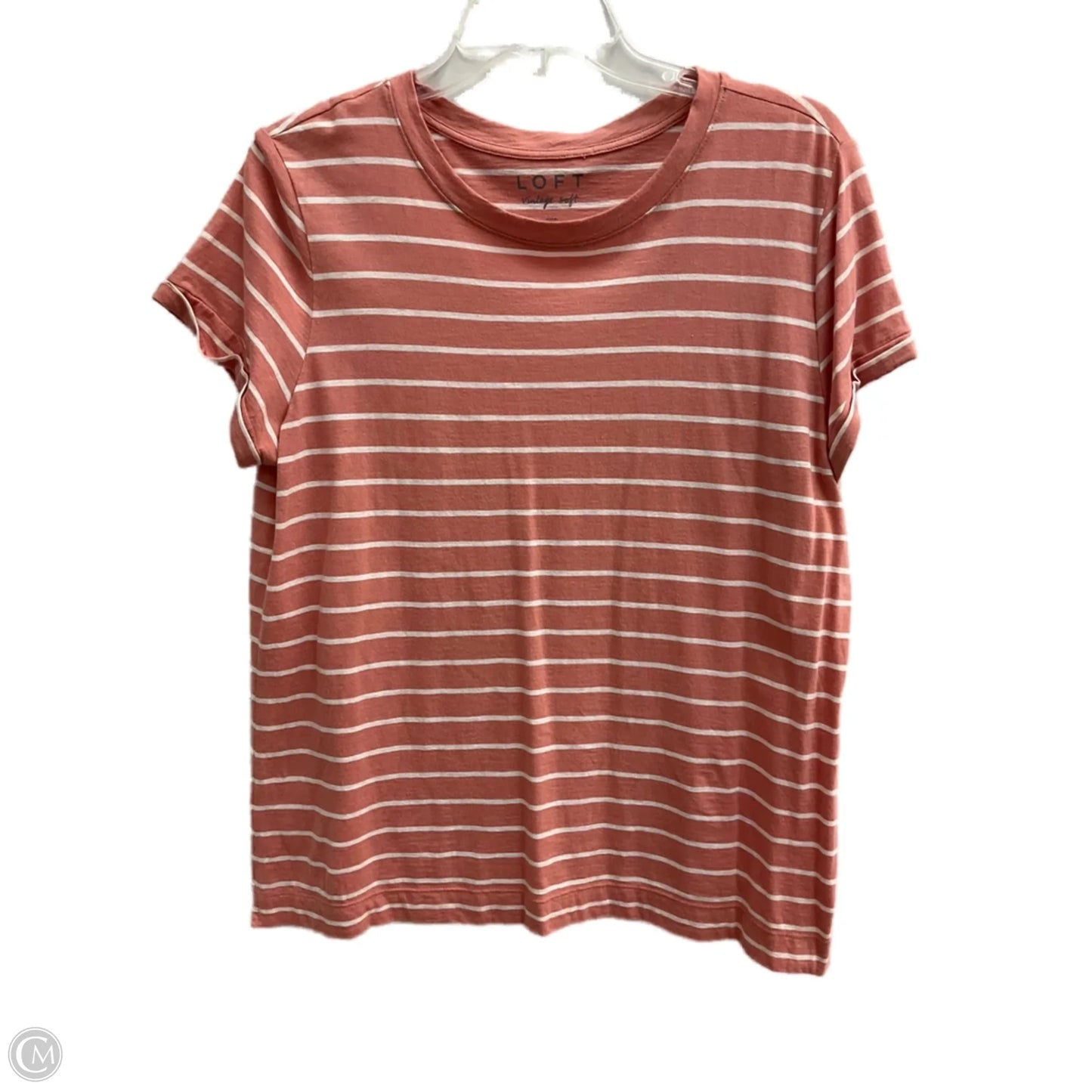 Top Sleeveless By Loft In Pink & White, Size: L